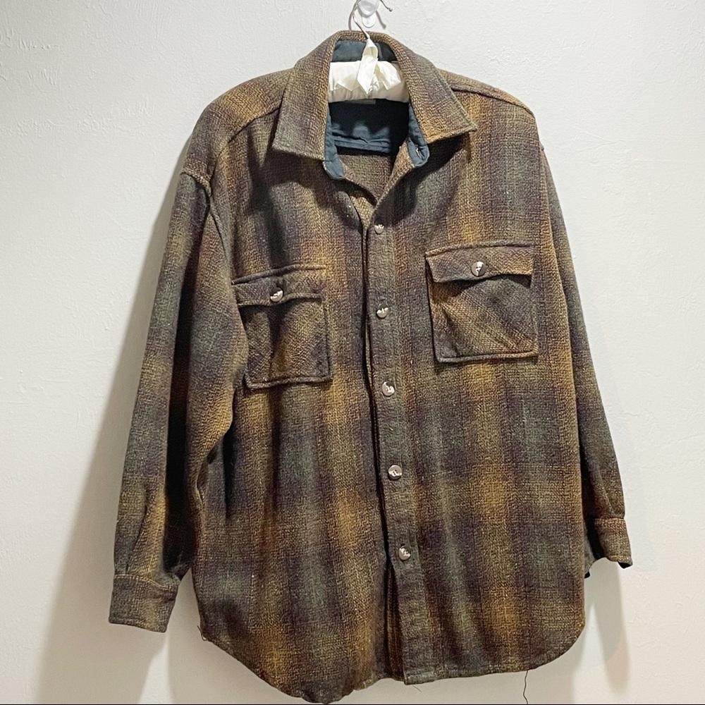 Vintage RAW RAGS Men’s Brown Wool Blend Shirt Jacket Button Up SHACKET Size M